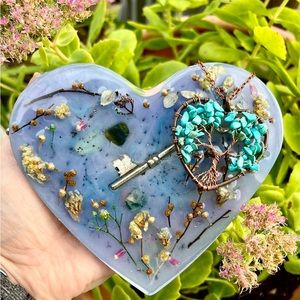 Turquoise Tree Of Life Heart Necklace